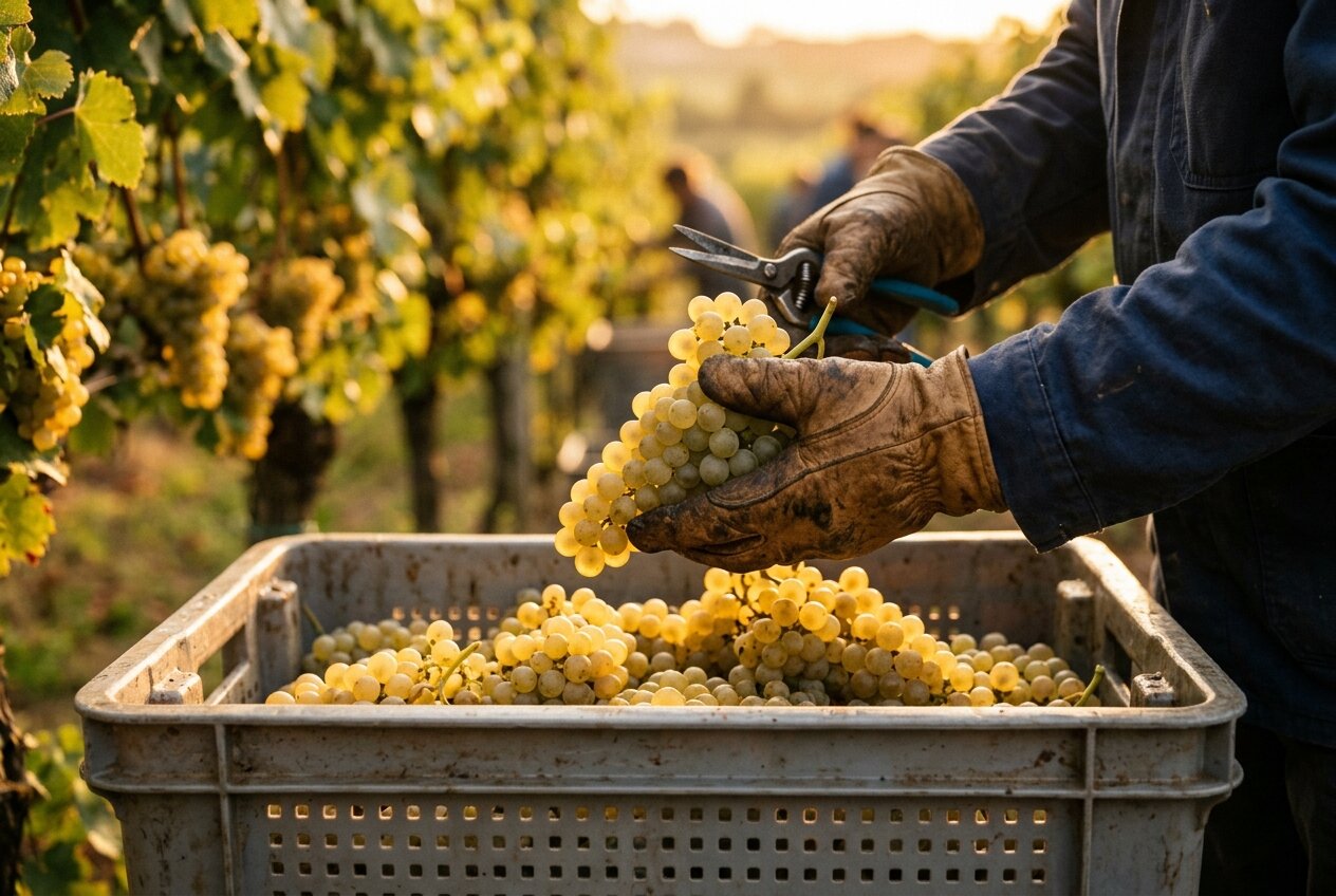 Vendemmia manuale grappolo in cassetta